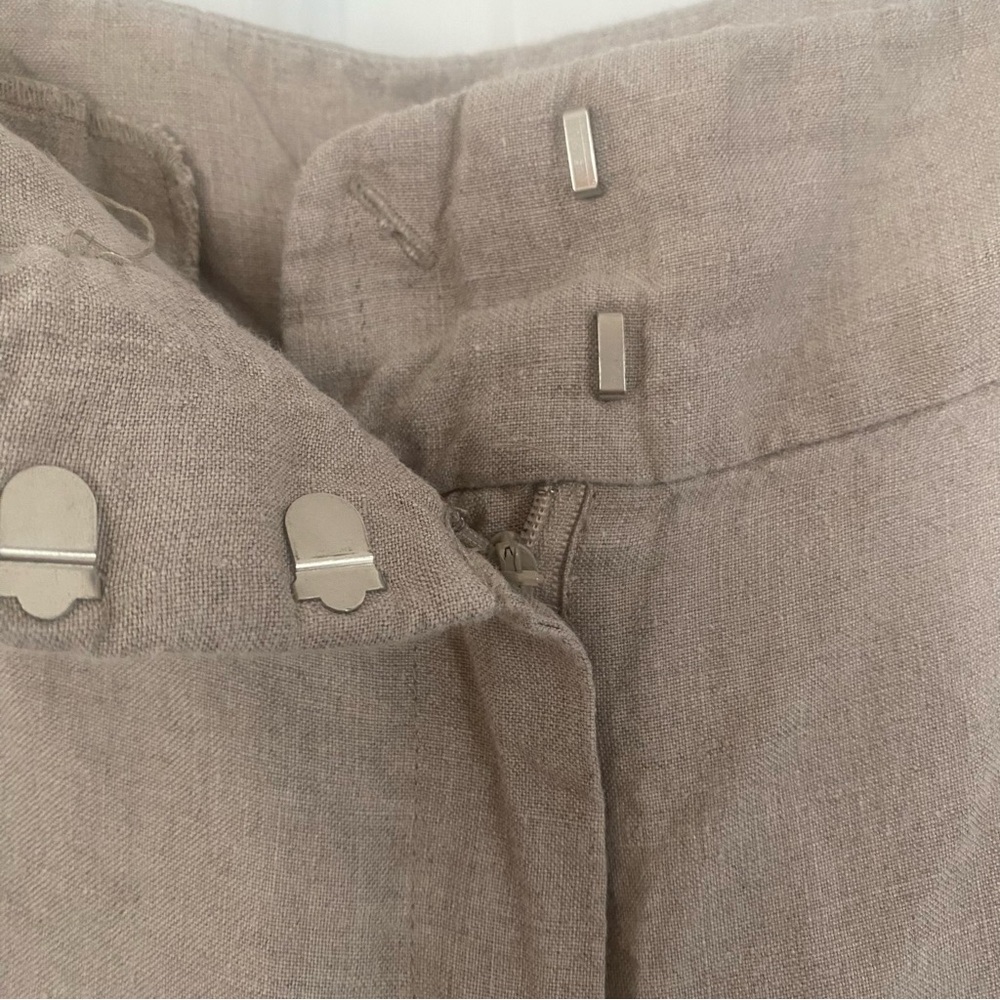 Eileen Fisher Linen Taupe Wide-Leg Pants, Size 6. - Picture 7 of 16